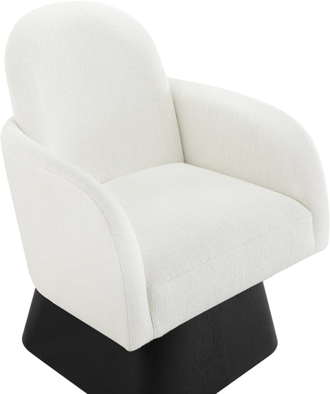 Blaire Cream Linen Textured Fabric Upholstered Swivel Accent Chair, 1 Piece (Style 2)