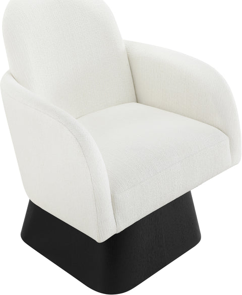 Blaire Cream Linen Textured Fabric Upholstered Swivel Accent Chair, 1 Piece (Style 2)