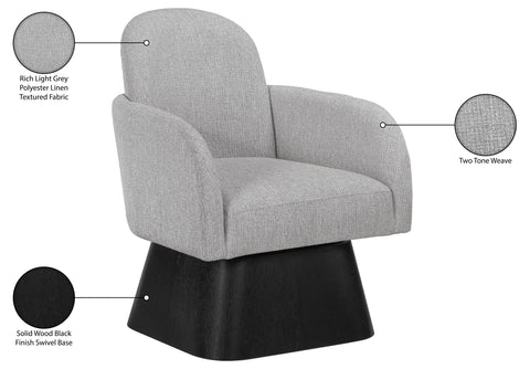 Blaire Grey Linen Textured Fabric Upholstered Swivel Accent Chair, 1 Piece