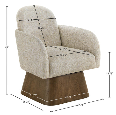 Blaire Beige Linen Textured Fabric Upholstered Swivel Accent Chair, 1 Piece (Style 3)