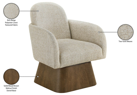 Blaire Beige Linen Textured Fabric Upholstered Swivel Accent Chair, 1 Piece (Style 3)