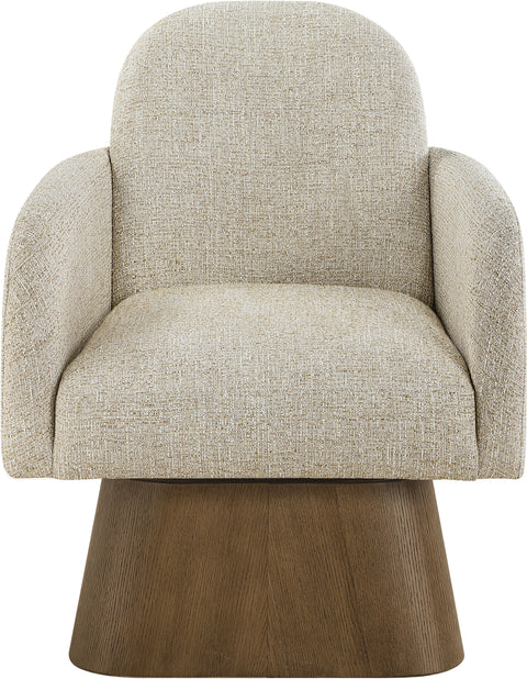 Blaire Beige Linen Textured Fabric Upholstered Swivel Accent Chair, 1 Piece (Style 3)