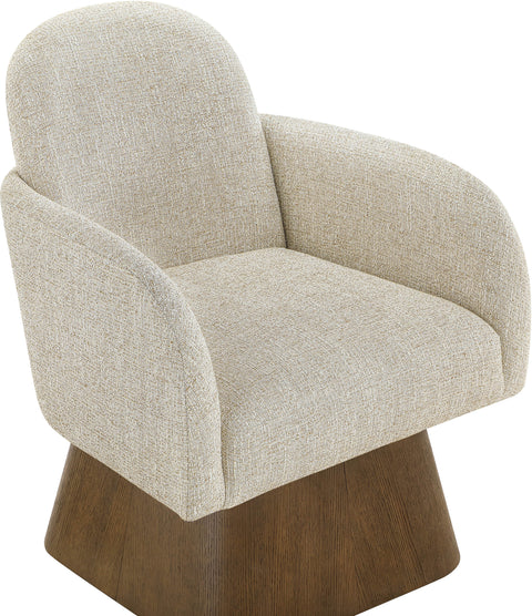 Blaire Beige Linen Textured Fabric Upholstered Swivel Accent Chair, 1 Piece (Style 3)