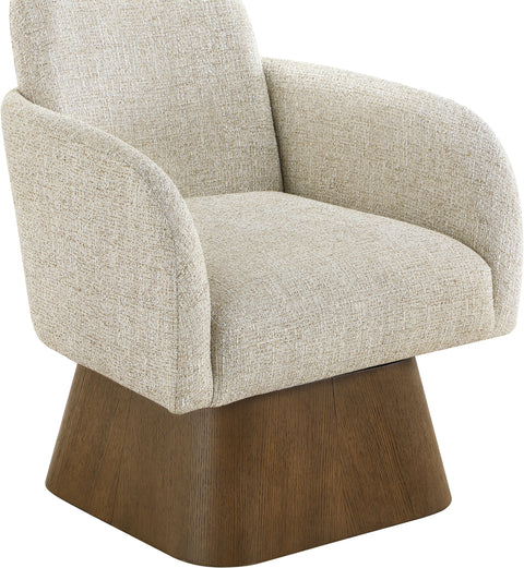 Blaire Beige Linen Textured Fabric Upholstered Swivel Accent Chair, 1 Piece (Style 3)