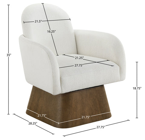 Blaire Cream Linen Textured Fabric Upholstered Swivel Accent Chair, 1 Piece (Style 3)