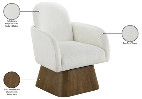 Blaire Cream Linen Textured Fabric Upholstered Swivel Accent Chair, 1 Piece (Style 3)