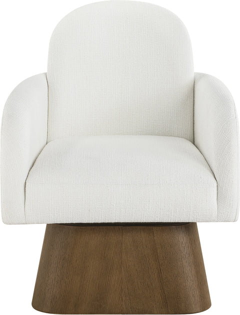 Blaire Cream Linen Textured Fabric Upholstered Swivel Accent Chair, 1 Piece (Style 3)