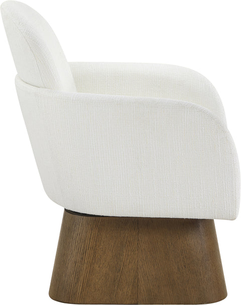 Blaire Cream Linen Textured Fabric Upholstered Swivel Accent Chair, 1 Piece (Style 3)