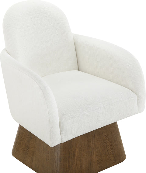 Blaire Cream Linen Textured Fabric Upholstered Swivel Accent Chair, 1 Piece (Style 3)