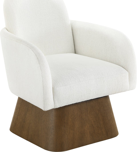Blaire Cream Linen Textured Fabric Upholstered Swivel Accent Chair, 1 Piece (Style 3)