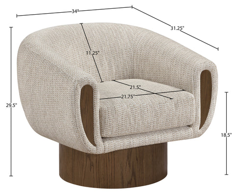 Harper Beige Interwoven Fabric Upholstered Swivel Accent Chair, 1 Piece (Style 2)