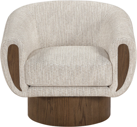 Harper Beige Interwoven Fabric Upholstered Swivel Accent Chair, 1 Piece (Style 2)