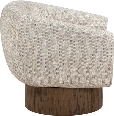Harper Beige Interwoven Fabric Upholstered Swivel Accent Chair, 1 Piece (Style 2)