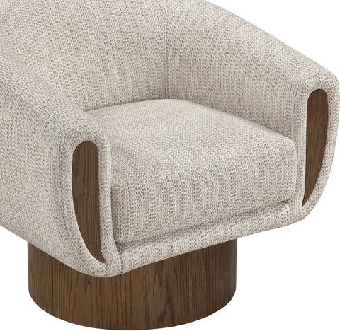 Harper Beige Interwoven Fabric Upholstered Swivel Accent Chair, 1 Piece (Style 2)