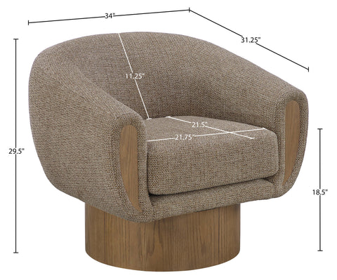 Harper Brown Interwoven Fabric Upholstered Swivel Accent Chair, 1 Piece (Style 2)