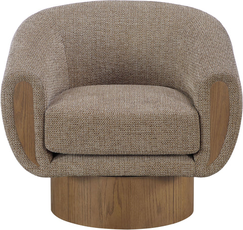 Harper Brown Interwoven Fabric Upholstered Swivel Accent Chair, 1 Piece (Style 2)