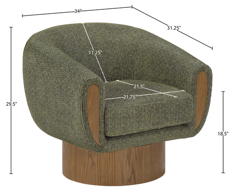 Harper Green Interwoven Fabric Upholstered Swivel Accent Chair, 1 Piece