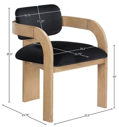 Celeste Black Velvet Performance Fabric Upholstered Dining Chair, 2-Piece
