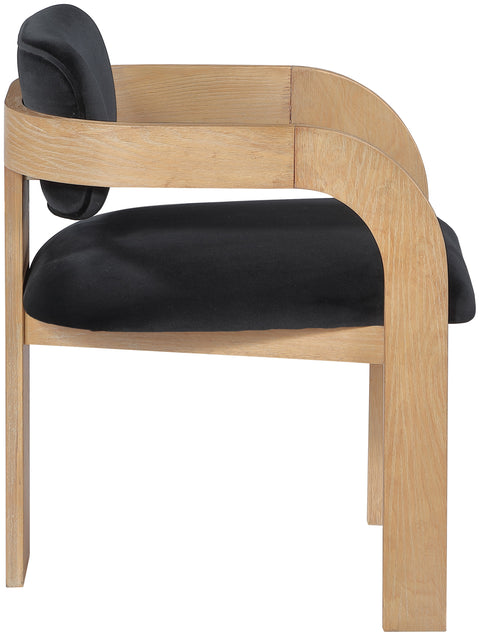 Celeste Black Velvet Performance Fabric Upholstered Dining Chair, 2-Piece