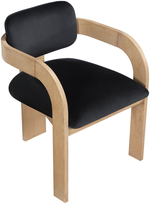 Celeste Black Velvet Performance Fabric Upholstered Dining Chair, 2-Piece