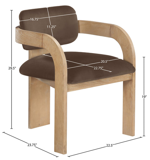 Celeste Brown Velvet Performance Fabric Upholstered Dining Chair, 2-Piece