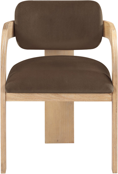 Celeste Brown Velvet Performance Fabric Upholstered Dining Chair, 2-Piece