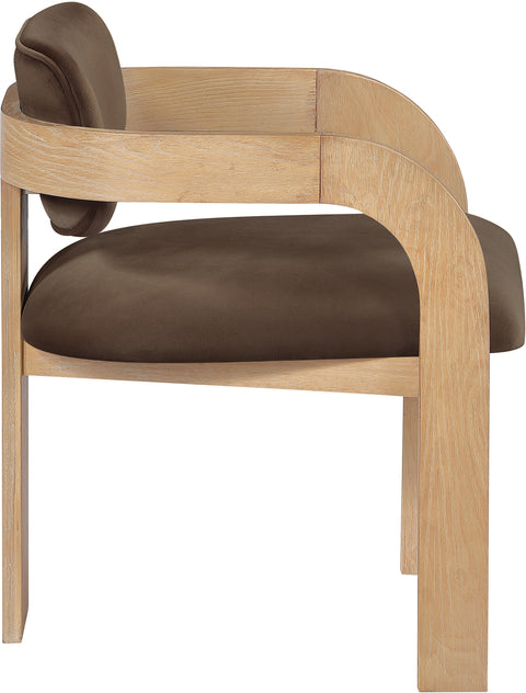 Celeste Brown Velvet Performance Fabric Upholstered Dining Chair, 2-Piece