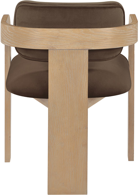Celeste Brown Velvet Performance Fabric Upholstered Dining Chair, 2-Piece