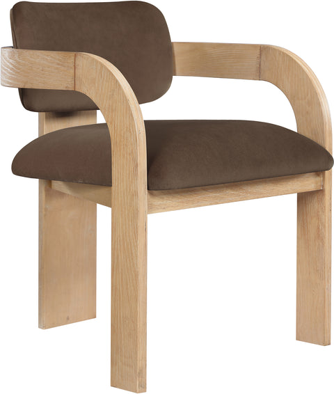 Celeste Brown Velvet Performance Fabric Upholstered Dining Chair, 2-Piece