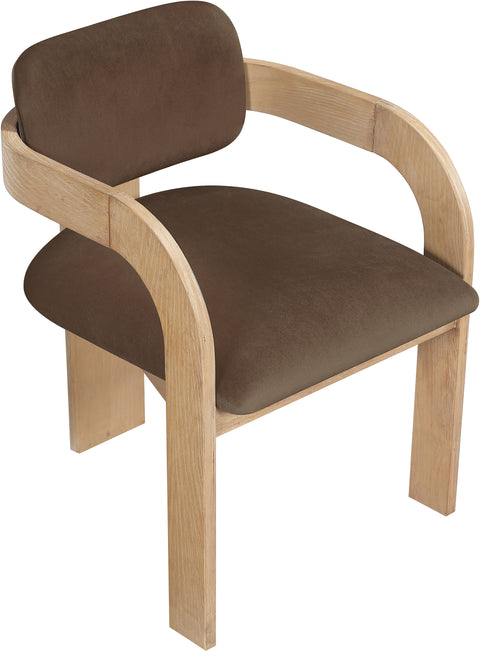 Celeste Brown Velvet Performance Fabric Upholstered Dining Chair, 2-Piece