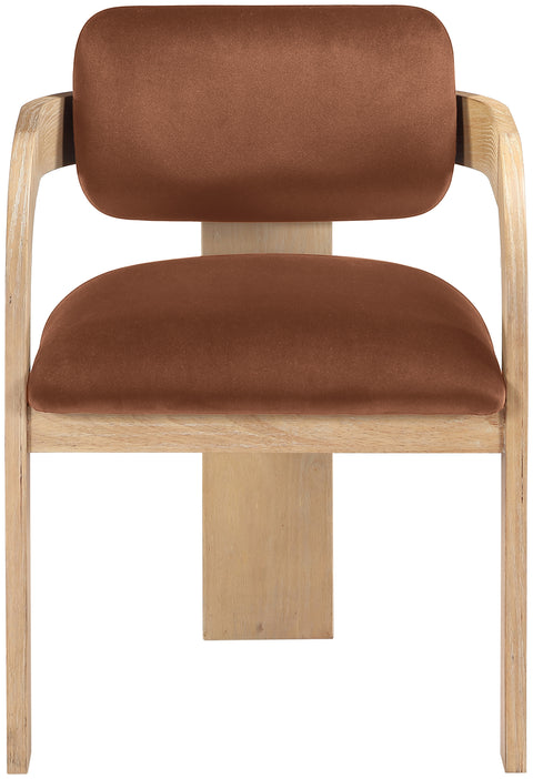 Celeste Cognac Velvet Performance Fabric Upholstered Dining Chair, 2-Piece