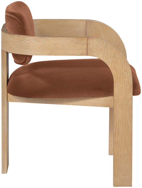 Celeste Cognac Velvet Performance Fabric Upholstered Dining Chair, 2-Piece