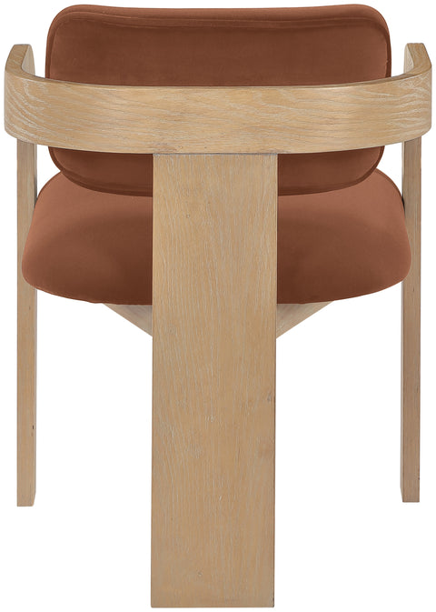 Celeste Cognac Velvet Performance Fabric Upholstered Dining Chair, 2-Piece