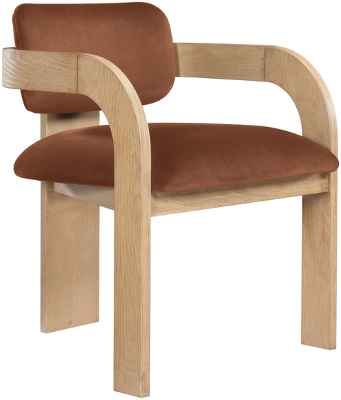 Celeste Cognac Velvet Performance Fabric Upholstered Dining Chair, 2-Piece
