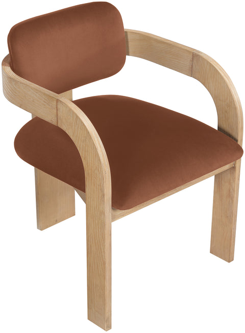 Celeste Cognac Velvet Performance Fabric Upholstered Dining Chair, 2-Piece