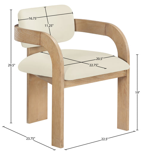 Celeste Cream Velvet Performance Fabric Upholstered Dining Chair, 2-Piece