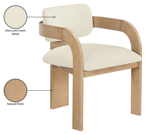 Celeste Cream Velvet Performance Fabric Upholstered Dining Chair, 2-Piece