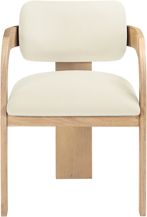 Celeste Cream Velvet Performance Fabric Upholstered Dining Chair, 2-Piece