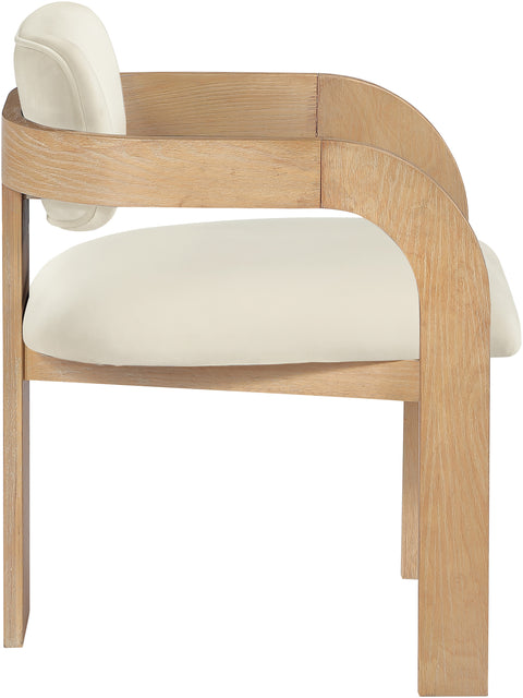 Celeste Cream Velvet Performance Fabric Upholstered Dining Chair, 2-Piece