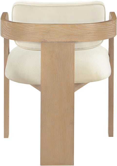 Celeste Cream Velvet Performance Fabric Upholstered Dining Chair, 2-Piece
