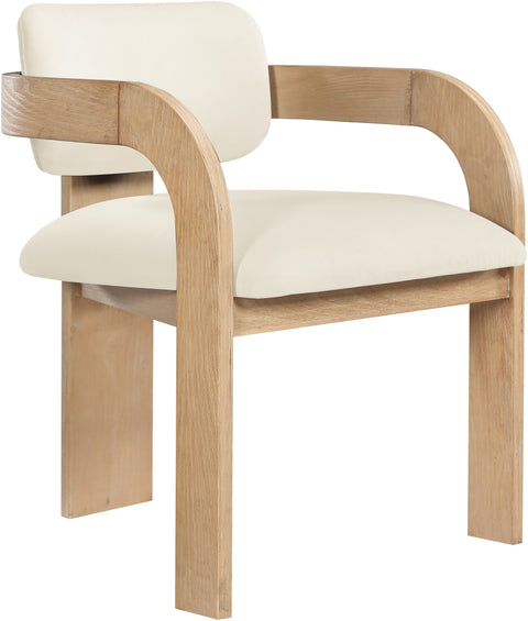 Celeste Cream Velvet Performance Fabric Upholstered Dining Chair, 2-Piece