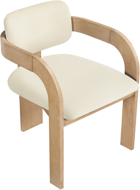 Celeste Cream Velvet Performance Fabric Upholstered Dining Chair, 2-Piece