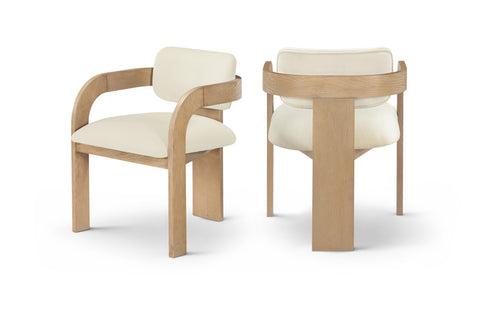 Celeste Cream Velvet Performance Fabric Upholstered Dining Chair, 2-Piece