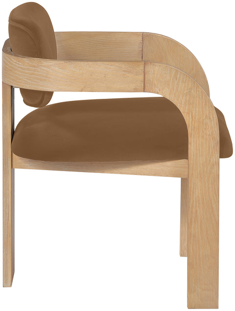Celeste Saddle Velvet Performance Fabric Upholstered Dining Chair, 2-Piece