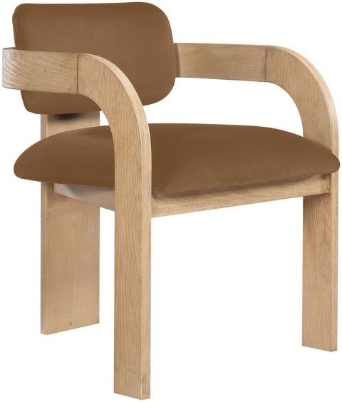 Celeste Saddle Velvet Performance Fabric Upholstered Dining Chair, 2-Piece