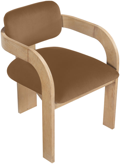 Celeste Saddle Velvet Performance Fabric Upholstered Dining Chair, 2-Piece