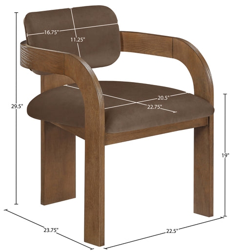 Celeste Brown Velvet Performance Fabric Upholstered Dining Chair, 2-Piece (Style 2)