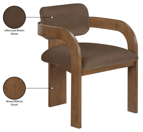 Celeste Brown Velvet Performance Fabric Upholstered Dining Chair, 2-Piece (Style 2)