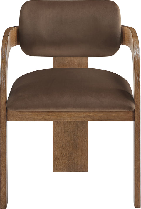Celeste Brown Velvet Performance Fabric Upholstered Dining Chair, 2-Piece (Style 2)