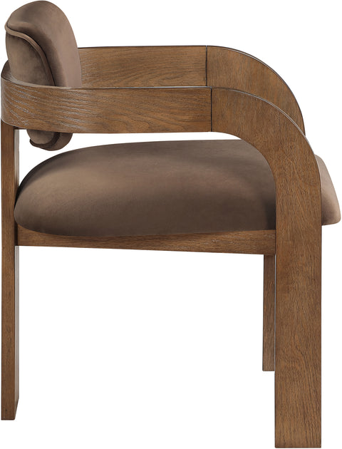 Celeste Brown Velvet Performance Fabric Upholstered Dining Chair, 2-Piece (Style 2)